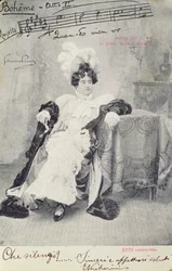 オペラ「ラボエーム」第2幕の場面、ジャコモプッチーニ作（1858-1924）アルトロッカテルニ発行